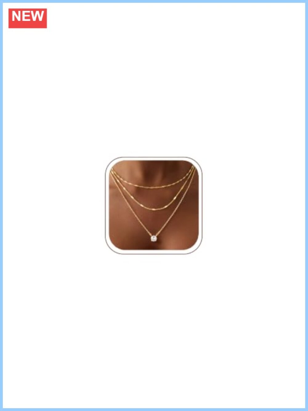 14K Gold Plated Layered Necklace Set Adjustable Detachable Brass